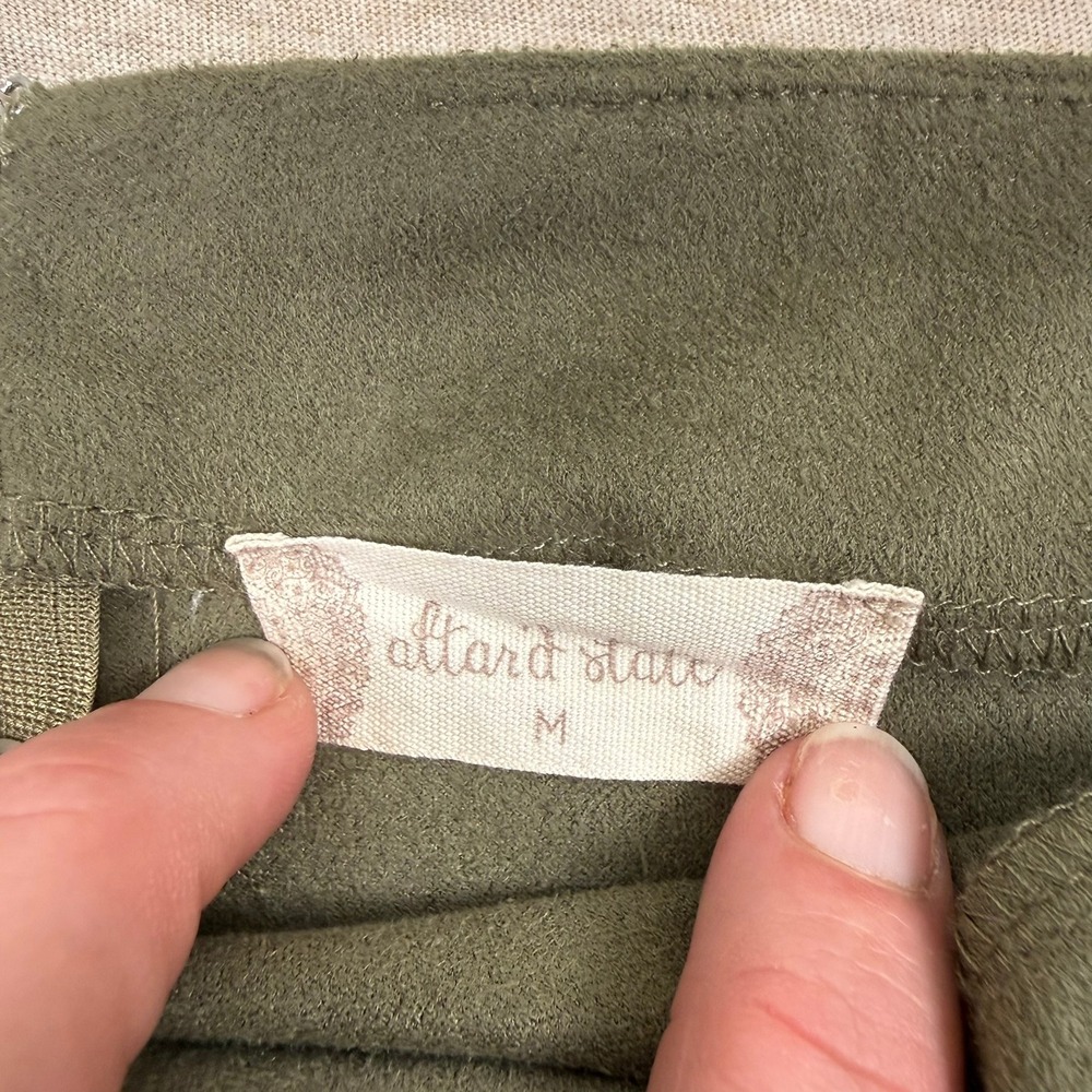 Altard State Olive Green Faux Suede Wrap Mini Skirt Medium Style HF19H112 - Picture 2 of 5